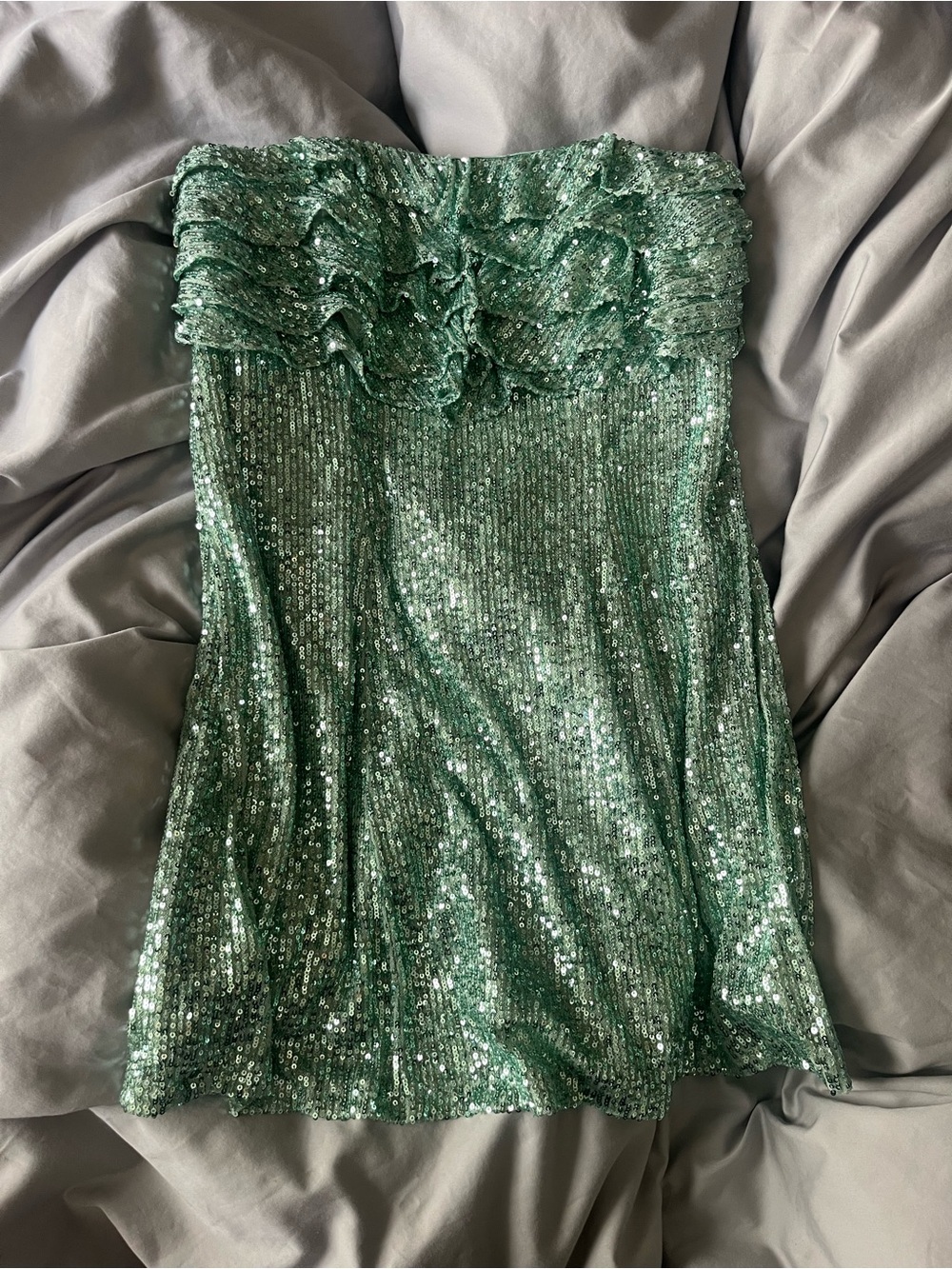 Free People Mint Sequin Strapless Dress